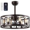 JONATHAN Y JYL9732A Celeste 21.6″ 6-Light Industrial Farmhouse 6-Speed Metal Mobile-App/Remote-Controlled Caged LED Ceiling Fan, Oil Rubbed Bronze for Living Room, Dining Room(Oil-Rubbed Bronze)