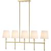 JONATHAN Y JYL9919A Sophie 38.5″ 5-Light Modern Midcentury Iron Linear LED Pendant Contemporary French Country Adjustable Dining Room Living Room Kitchen Island Foyer Bedroom Hallway, Brass Gold(Brass Gold)