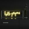 JONATHAN Y NEN1007A Hello Gorgerous 20″ Contemporary Glam Acrylic Box USB Operated LED Neon Light, Yellow Plug in Wall Light for Bedroom Wall Décor, Kids Bedroom, Party Supplier