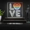 JONATHAN Y NEN1014A Love 15″ Square Contemporary Glam Acrylic Box USB Operated LED Neon Light, White/Rainbow