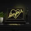JONATHAN Y NEN1030A Bonjour Heart 15″ X 10.3″ Contemporary Glam Acrylic Box USB Operated LED Neon Light, Yellow