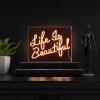 JONATHAN Y NEN1031A Life is Beautiful 13.7″ X 10.9″ Contemporary Glam Acrylic Box USB Operated LED Neon Light, Orange
