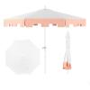 JONATHAN Y UMB1000C Baiona 9 ft. Classic MidCentury Market Patio Umbrella with UV Protection, Auto-Tilt, Crank and Wind Vent in White/Coral Pink(White/Coral Pink)