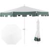 JONATHAN Y UMB1000C Baiona 9 ft. Classic MidCentury Market Patio Umbrella with UV Protection, Auto-Tilt, Crank and Wind Vent in White/Coral Pink(White/Green)