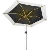 JONATHAN Y UMB1100E Spencer 9 ft. Classic Coastal 2-Tone Solar LED Market Patio Umbrella with 12 LED Strip Lights, Auto-Tilt, Crank Protection in Green/White(Navy/White)