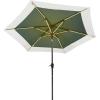 JONATHAN Y UMB1100E Spencer 9 ft. Classic Coastal 2-Tone Solar LED Market Patio Umbrella with 12 LED Strip Lights, Auto-Tilt, Crank Protection in Green/White(Green/White)