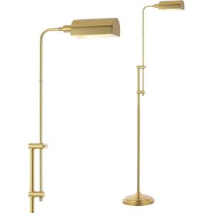 JONATHAN Y JYL3095A Zinnia 63″ Industrial Minimalist Height-Adjustable Iron Pharmacy LED Floor Lamp Glam, Modern, Designer, Casual, Vintage, Office, Living Room, Dining Room, Bedroom, Brass Gold