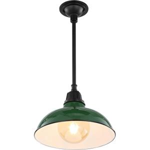 JONATHAN Y JYL7611K Jasper 12.25″ 1-Light Farmhouse Industrial Indoor/Outdoor Iron LED Pendant Modern, Rustic, Coastal, Cottage, Traditional, Patio, Porch, Living Room, Entryway, Matte Silver Blue(Green/Black)