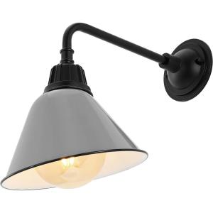 JONATHAN Y JYL7612G Croydon 9.63″ 1-Light Farmhouse Industrial Indoor/Outdoor Iron LED Gooseneck Arm Outdoor Sconce Metal Bell Shade Vintage Cottage Rustic Porch Patio Yard Barn, Wood Finish/Copper(Gray/Black)