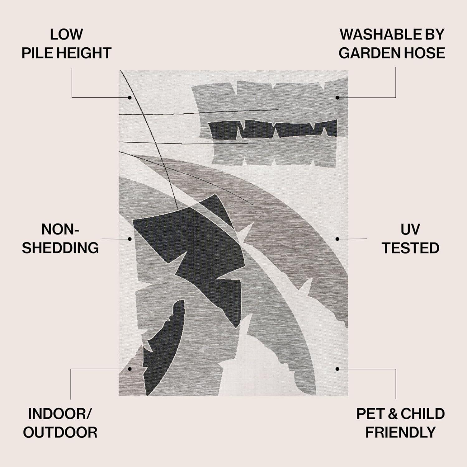 imageJONATHAN Y Abstract Palm Leaf Indoor Outdoor Area Rug 8X10 GreenCream Shelby Coastal Vintage for Backyard Patio Porch EasyCleaning High Traffic PetFriendly NonShedding TSN403B8GrayCream