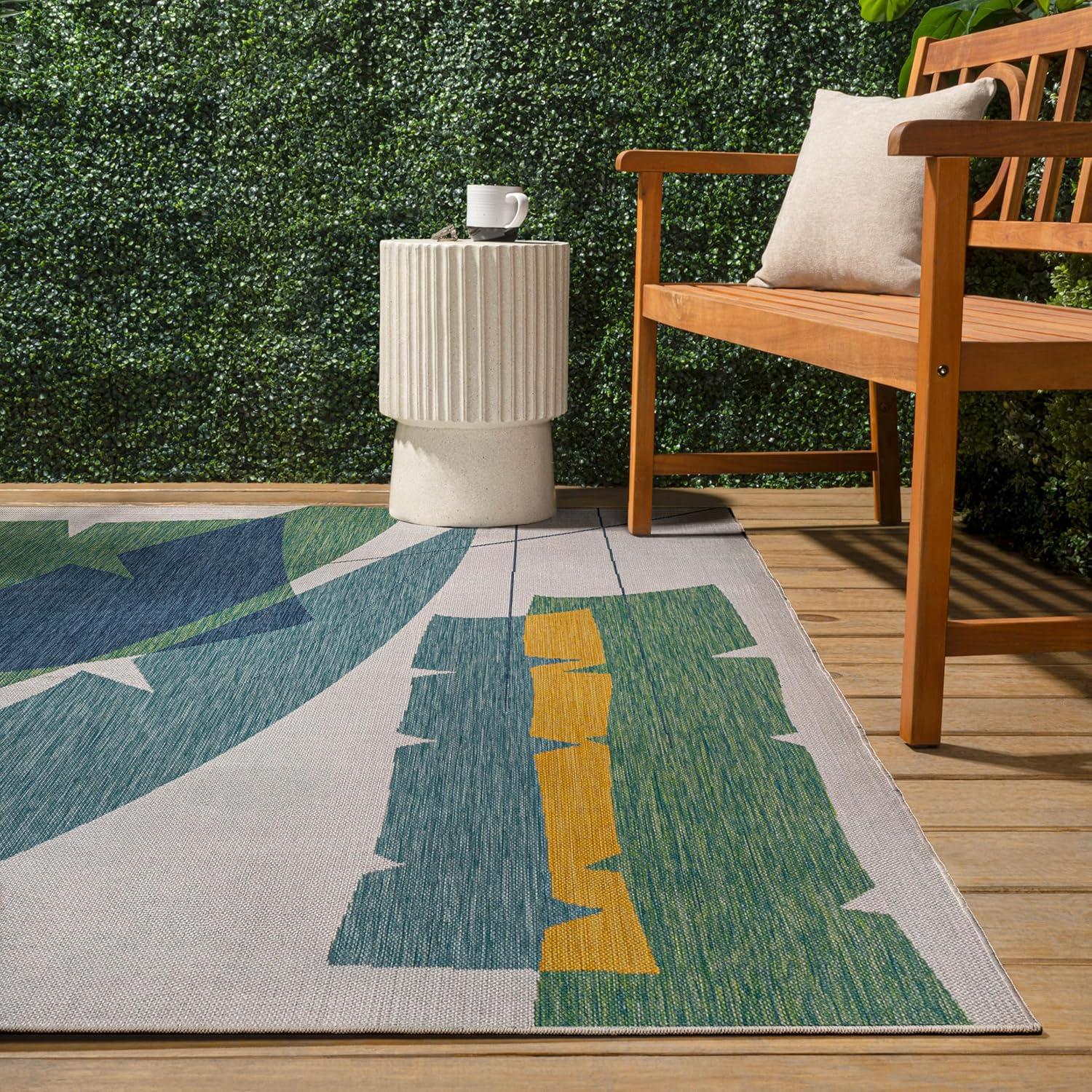 imageJONATHAN Y Abstract Palm Leaf Indoor Outdoor Area Rug 8X10 GreenCream Shelby Coastal Vintage for Backyard Patio Porch EasyCleaning High Traffic PetFriendly NonShedding TSN403B8GreenCream