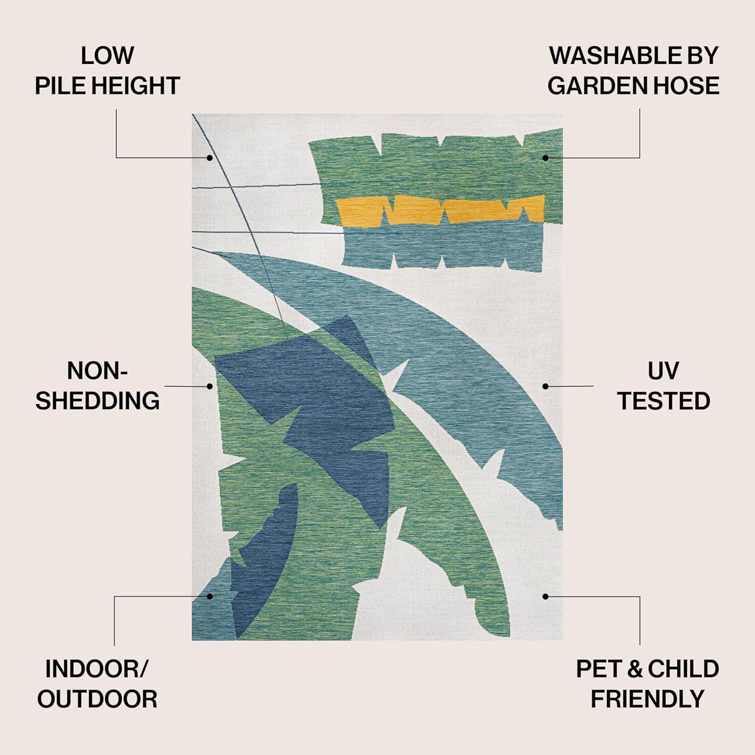 imageJONATHAN Y Abstract Palm Leaf Indoor Outdoor Area Rug 8X10 GreenCream Shelby Coastal Vintage for Backyard Patio Porch EasyCleaning High Traffic PetFriendly NonShedding TSN403B8GreenCream