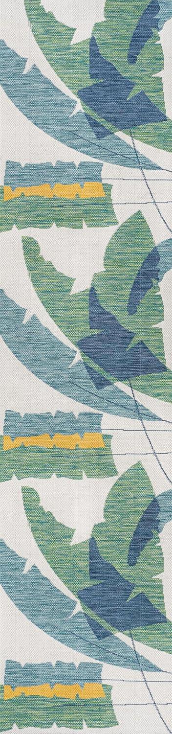 imageJONATHAN Y Abstract Palm Leaf Indoor Outdoor Area Rug 8X10 GreenCream Shelby Coastal Vintage for Backyard Patio Porch EasyCleaning High Traffic PetFriendly NonShedding TSN403B8GreenCream