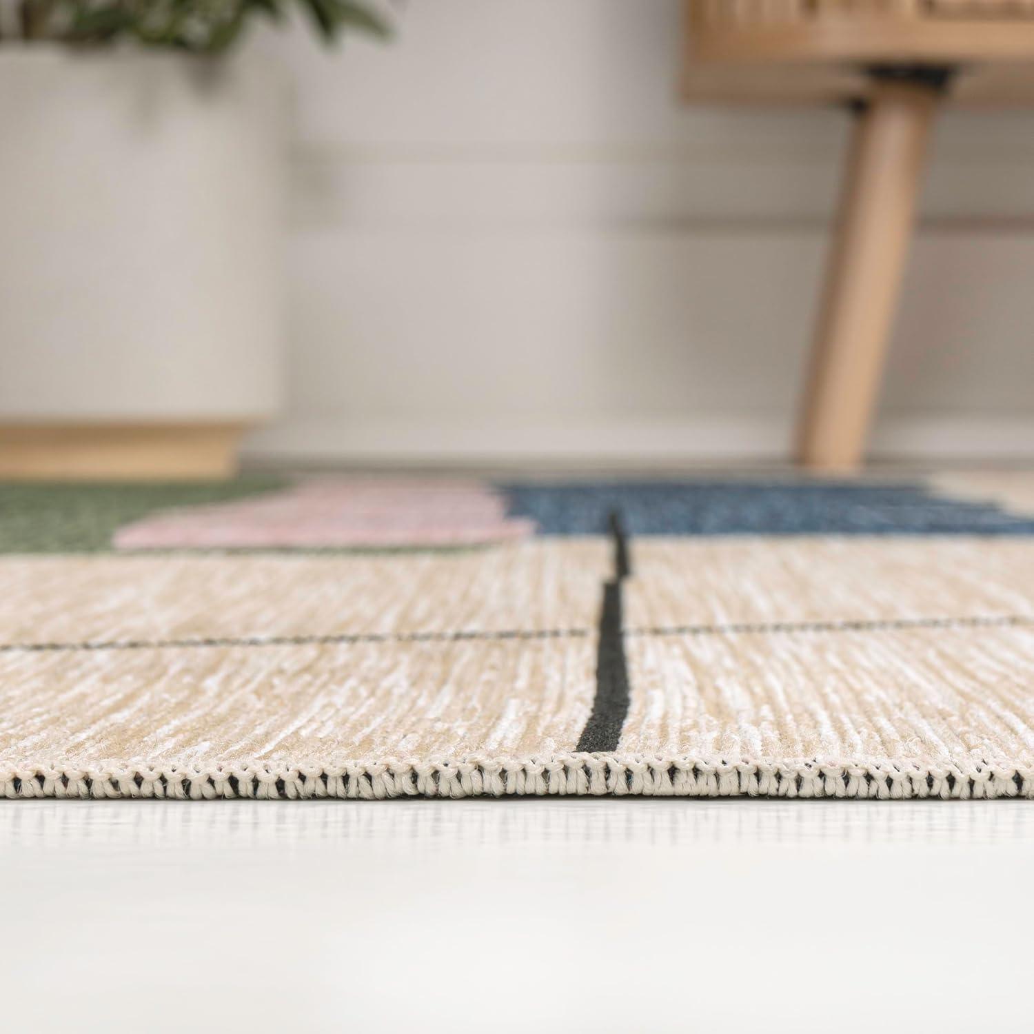 imageJONATHAN Y Abstract Palm Leaf Indoor Outdoor Area Rug 8X10 GreenCream Shelby Coastal Vintage for Backyard Patio Porch EasyCleaning High Traffic PetFriendly NonShedding TSN403B8NavyCream