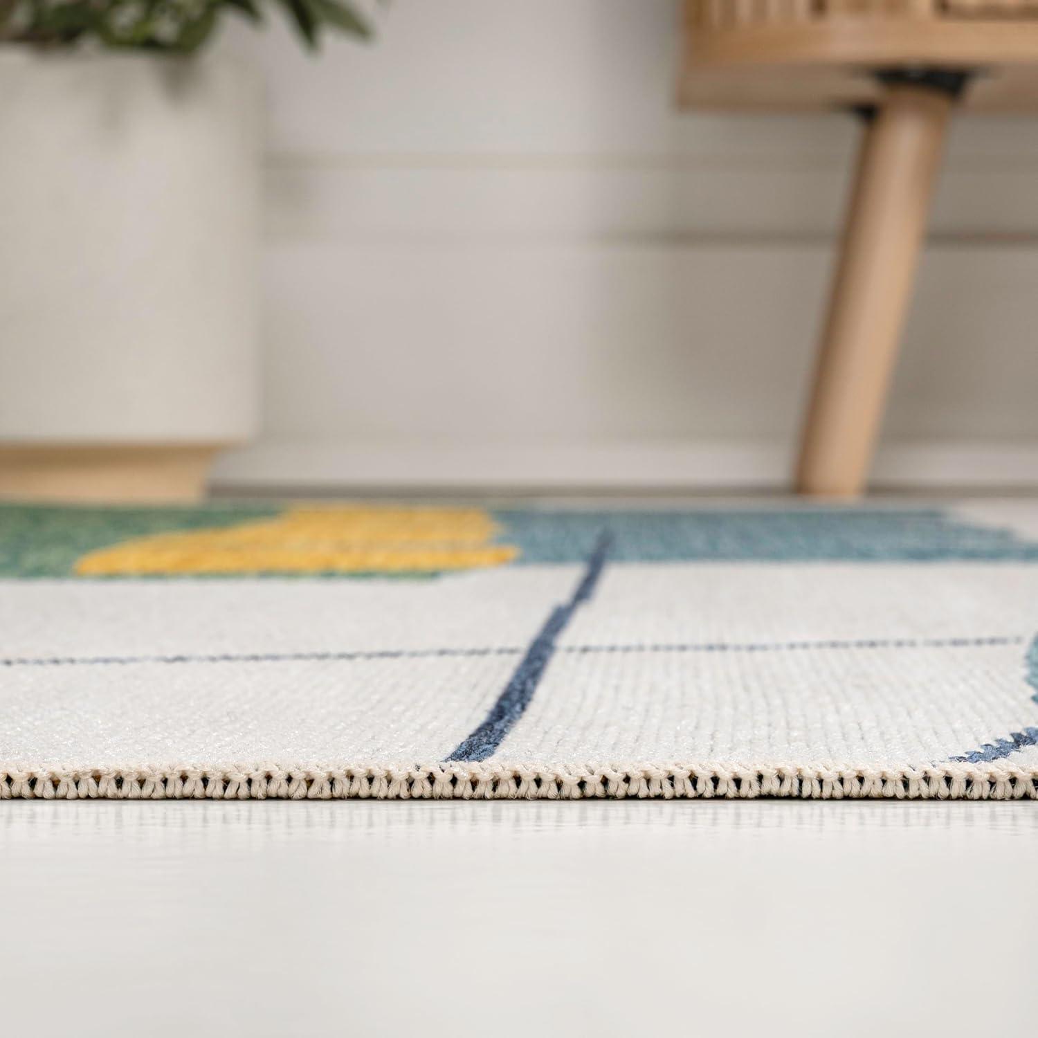 imageJONATHAN Y Abstract Palm Leaf Indoor Outdoor Area Rug 8X10 GreenCream Shelby Coastal Vintage for Backyard Patio Porch EasyCleaning High Traffic PetFriendly NonShedding TSN403B8GreenCream