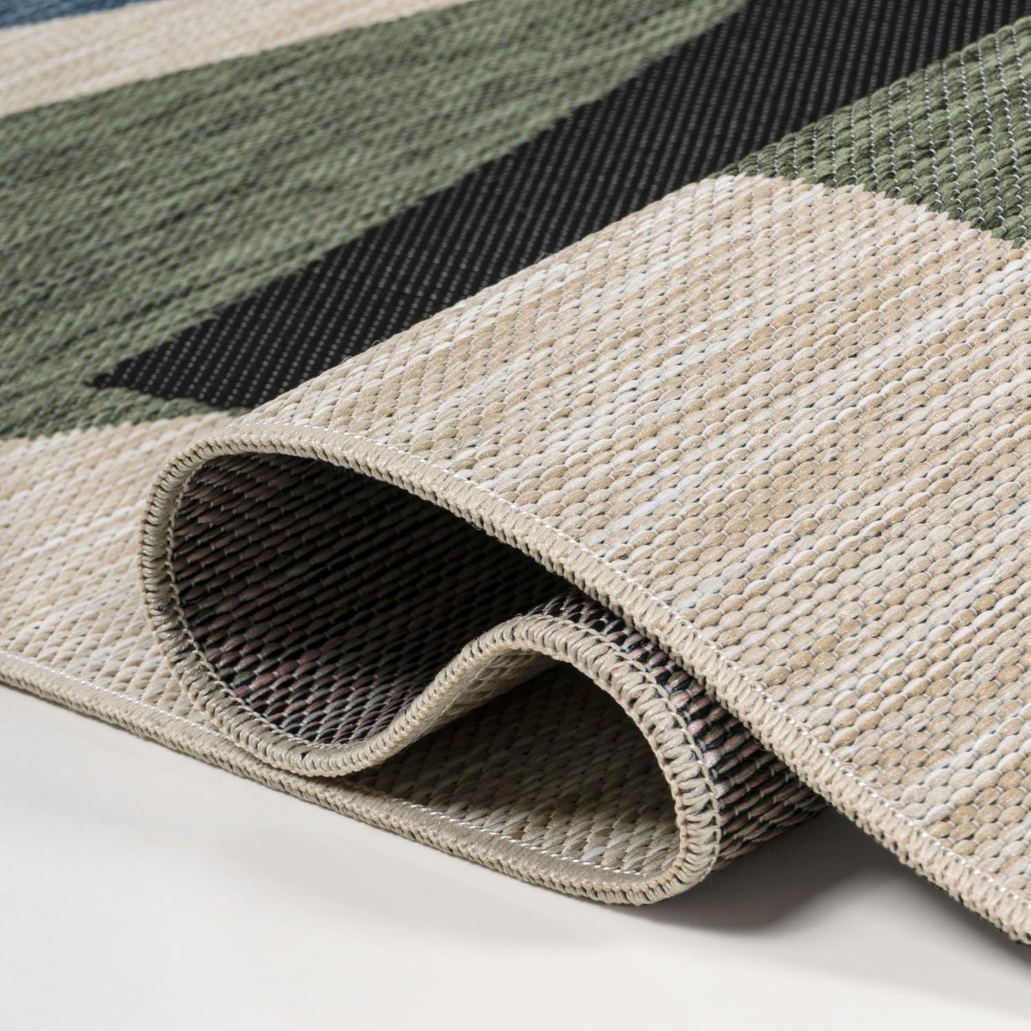 imageJONATHAN Y Abstract Palm Leaf Indoor Outdoor Area Rug 8X10 GreenCream Shelby Coastal Vintage for Backyard Patio Porch EasyCleaning High Traffic PetFriendly NonShedding TSN403B8NavyCream