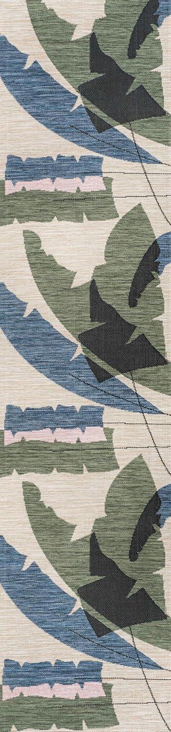 imageJONATHAN Y Abstract Palm Leaf Indoor Outdoor Area Rug 8X10 GreenCream Shelby Coastal Vintage for Backyard Patio Porch EasyCleaning High Traffic PetFriendly NonShedding TSN403B8NavyCream