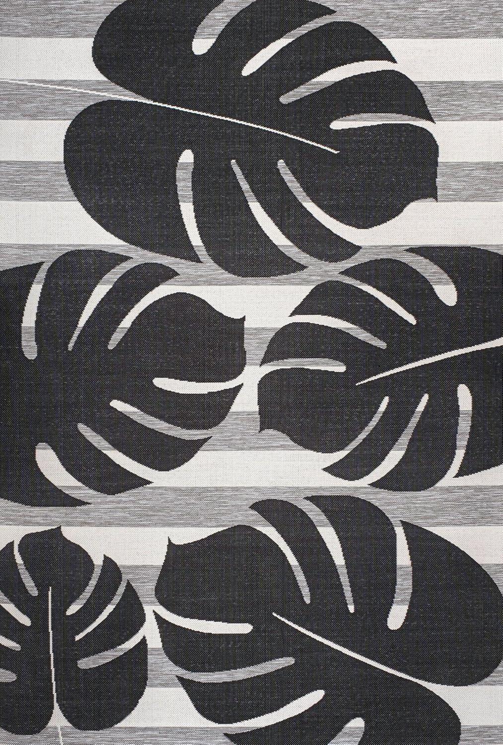 imageJONATHAN Y Beach Stripe and Monstera Leaf Indoor Outdoor Area Rug 8X10 BlackGray Allison Classic for Backyard Patio Porch EasyCleaning High Traffic PetFriendly NonShedding TSN400B8BlackGray