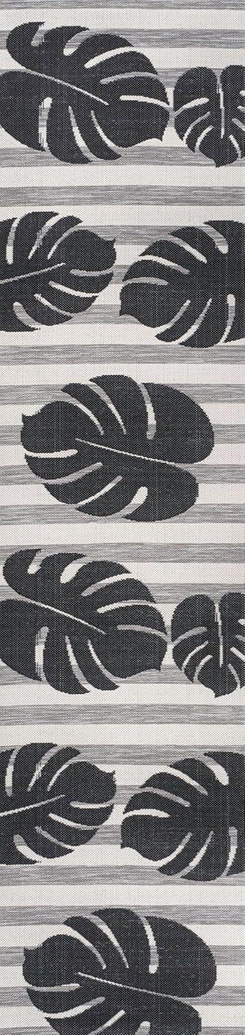 imageJONATHAN Y Beach Stripe and Monstera Leaf Indoor Outdoor Area Rug 8X10 BlackGray Allison Classic for Backyard Patio Porch EasyCleaning High Traffic PetFriendly NonShedding TSN400B8BlackGray