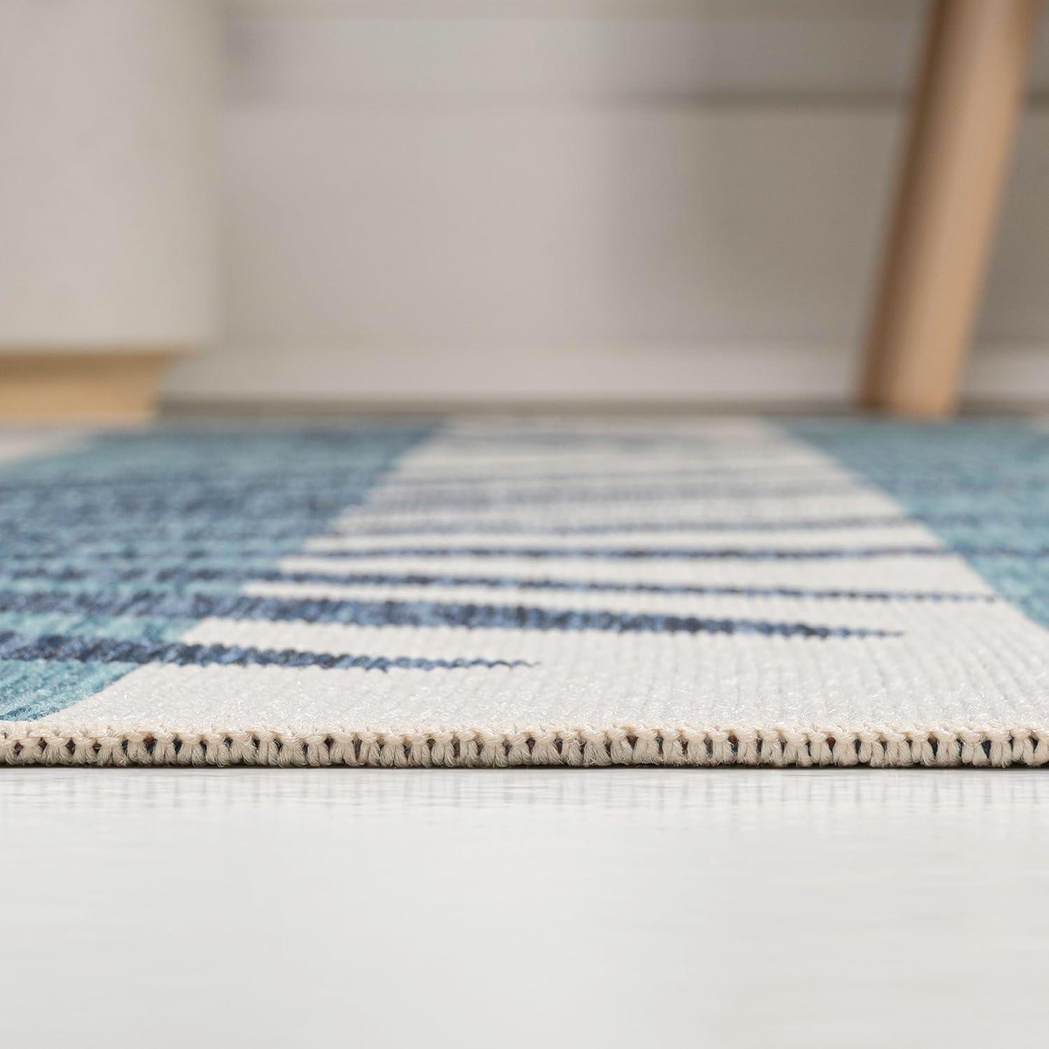 imageJONATHAN Y Beach Stripe and Palm Leaf Indoor Outdoor Area Rug 8X10 NavyCream Veronica Classic for Backyard Patio Porch EasyCleaning High Traffic PetFriendly NonShedding TSN402B8NavyCream