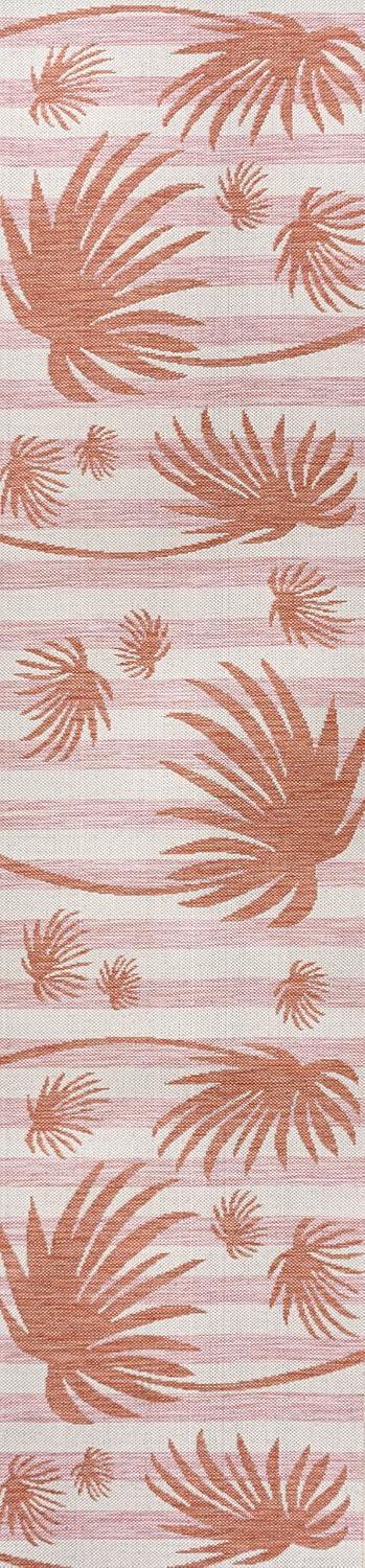 imageJONATHAN Y Beach Stripe and Palm Leaf Indoor Outdoor Area Rug 8X10 NavyCream Veronica Classic for Backyard Patio Porch EasyCleaning High Traffic PetFriendly NonShedding TSN402B8PinkCream