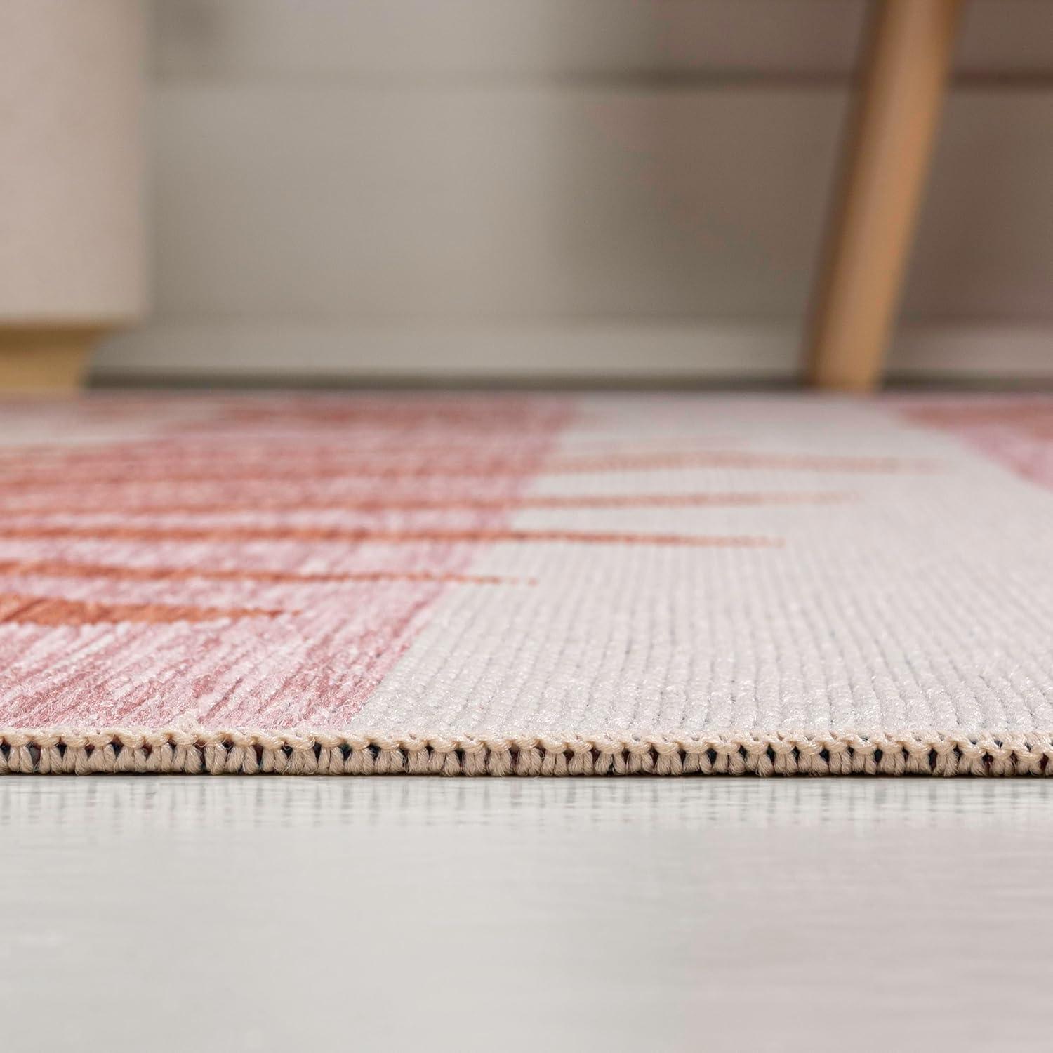 imageJONATHAN Y Beach Stripe and Palm Leaf Indoor Outdoor Area Rug 8X10 NavyCream Veronica Classic for Backyard Patio Porch EasyCleaning High Traffic PetFriendly NonShedding TSN402B8PinkCream