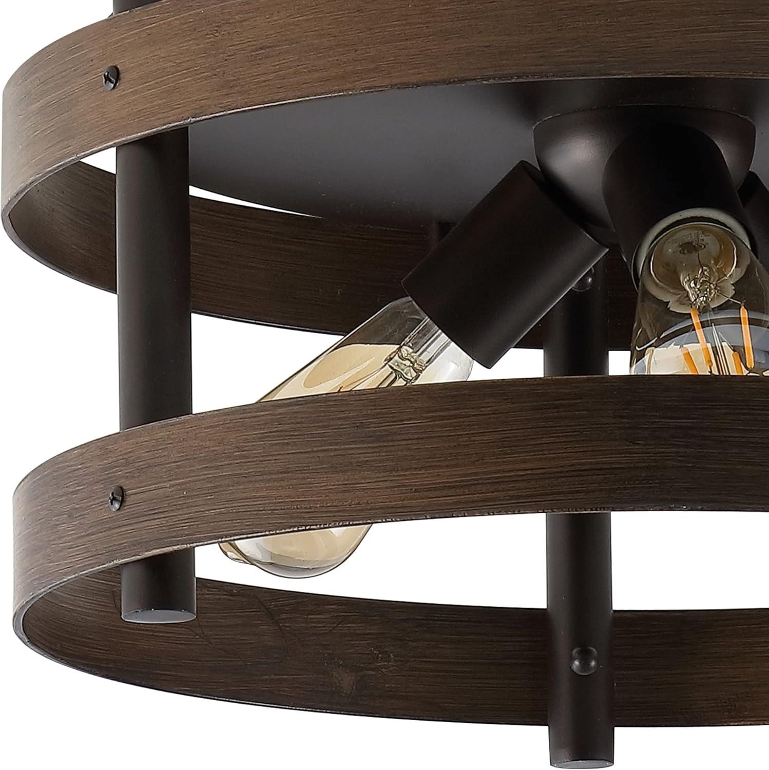 imageJONATHAN Y JYL1305A Cooper 16quot 3Light Farmhouse Industrial Iron LED Flush Mount Rustic Vintage 2700K Cozy Warm Light Kitchen Hallway Bathroom Stairwell Brown Wood FinishedOil Rubbed Bronze