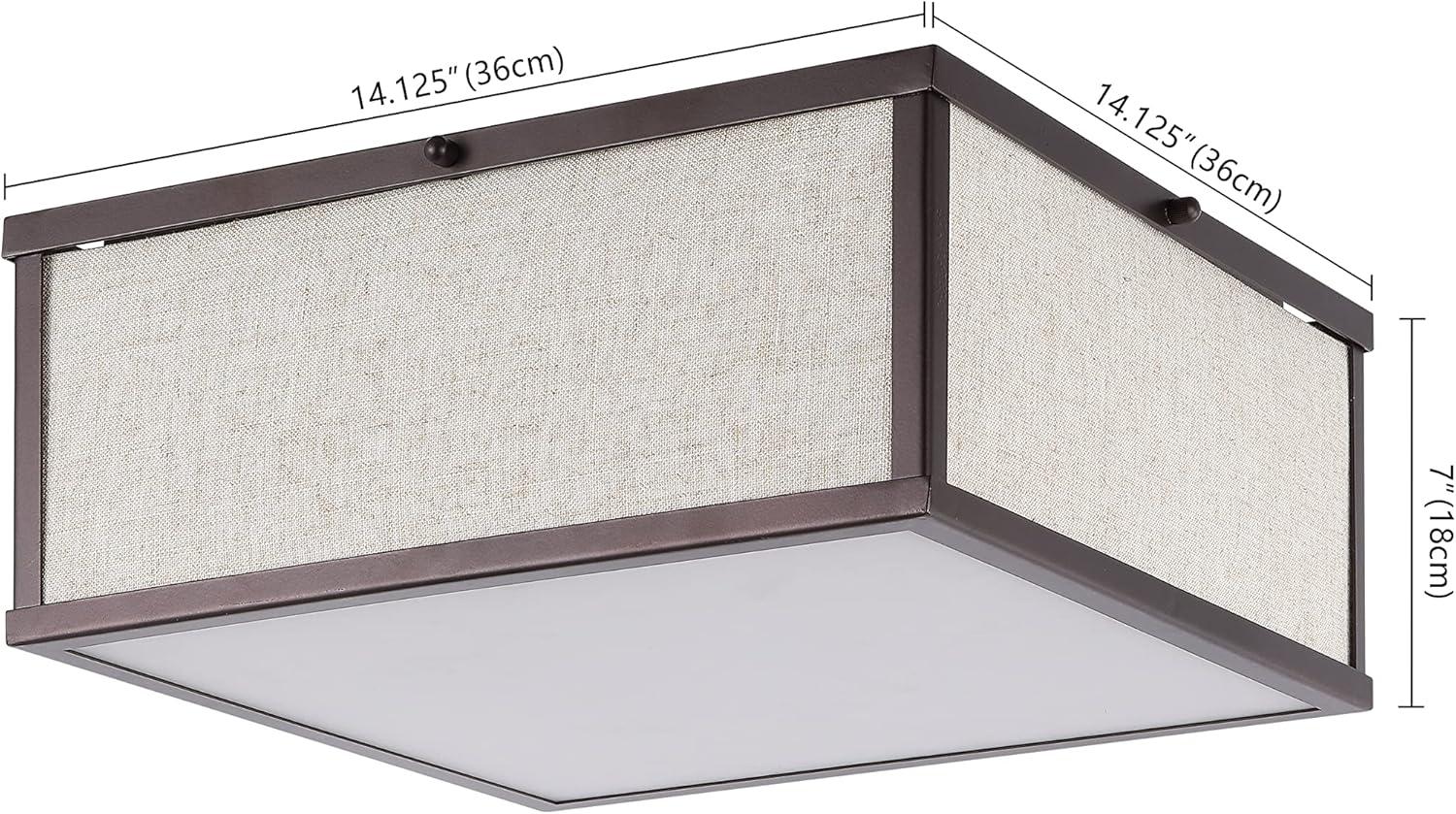 imageJONATHAN Y JYL1311A Grant 1413quot 2Light Square Linen Iron LED Flush Mount Farmhouse Industrial Coastal Contemporary Modern Minimalist for Bedroom Living Room Office Oil Rubbed Bronze