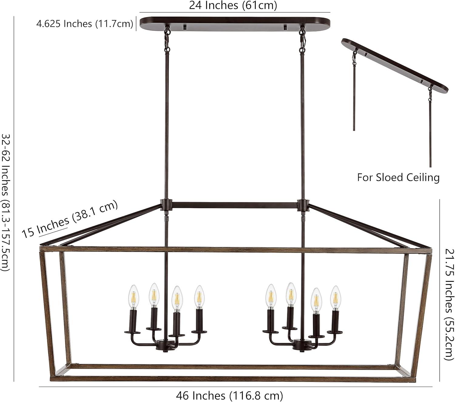 imageJONATHAN Y JYL1324A Oriana 46quot 8Light Iron Farmhouse Industrial Lantern LED Pendant Rustic Bohemian Dimmable Cozy 2700K Warm Light Dining Room Living Room Kitchen Bedroom Oil Rubbed BronzeFaux Wood46