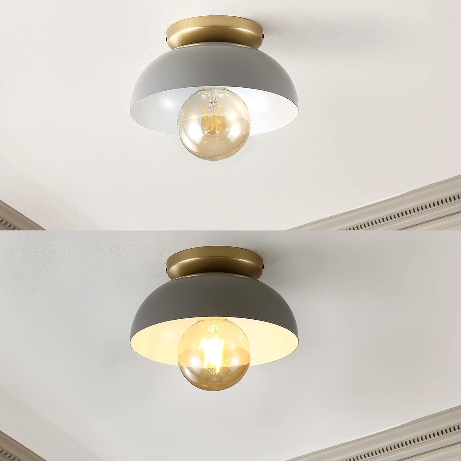 imageJONATHAN Y JYL1327B Paulina 85quot 1Light Classic Industrial Iron LED Flush Mount MidCentury Minimalist Rustic 2700K Cozy Warm Light Kitchen Hallway Bathroom Stairwell WhiteGold PaintingGrayGold Painting