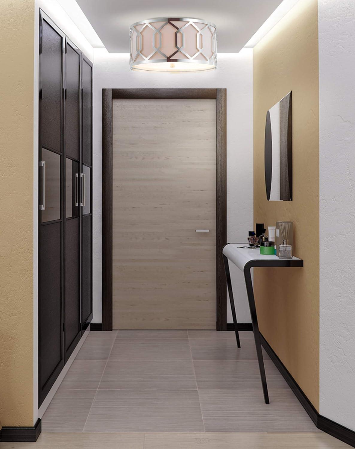 imageJONATHAN Y JYL3500B Hex 3Light 1625quot Metal LED Flush Mount ContemporaryTransitional Dimmable 2700K Cozy Warm Light KitchenHallwayBathroomStairwell ChromeChrome