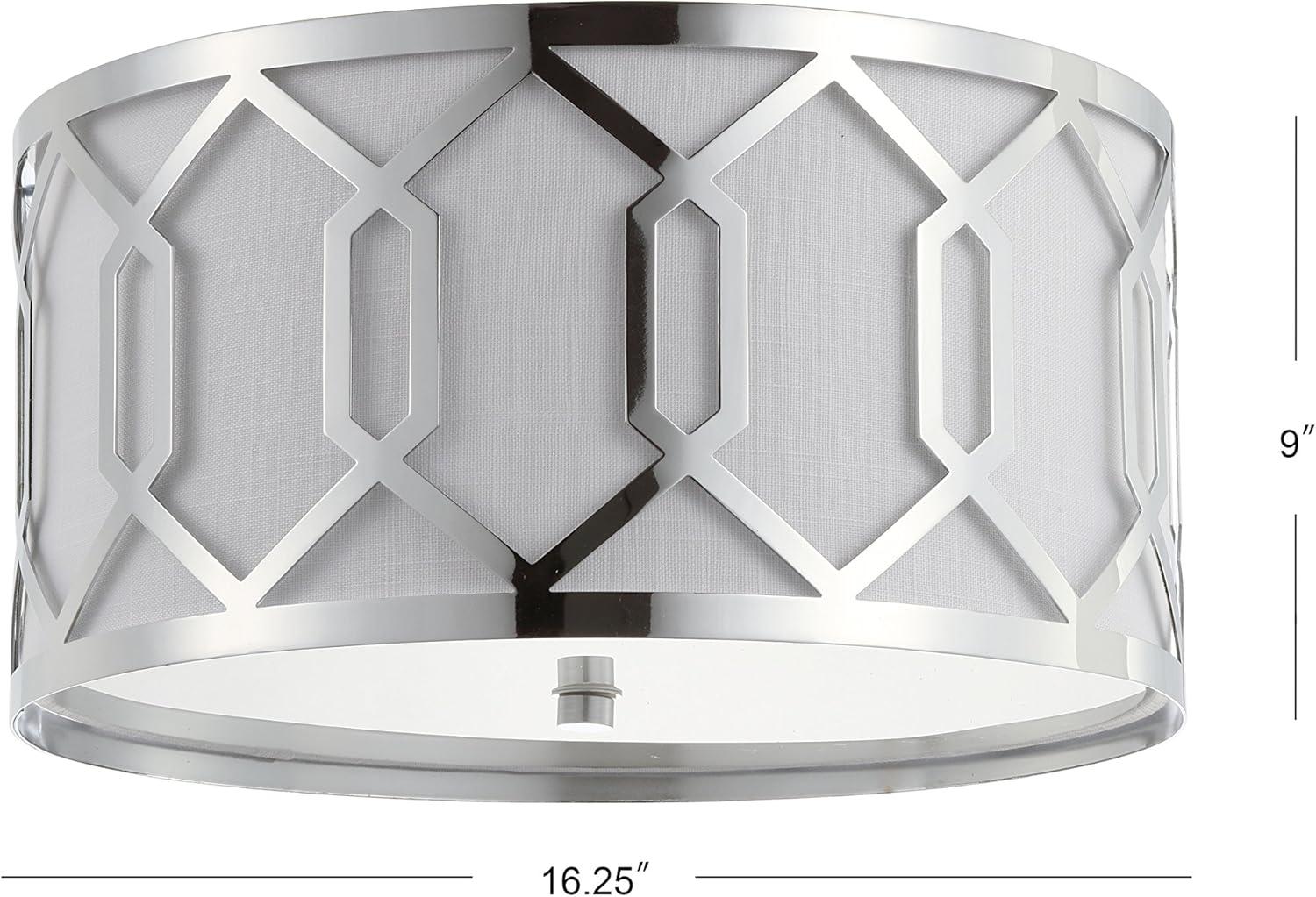 imageJONATHAN Y JYL3500B Hex 3Light 1625quot Metal LED Flush Mount ContemporaryTransitional Dimmable 2700K Cozy Warm Light KitchenHallwayBathroomStairwell ChromeChrome