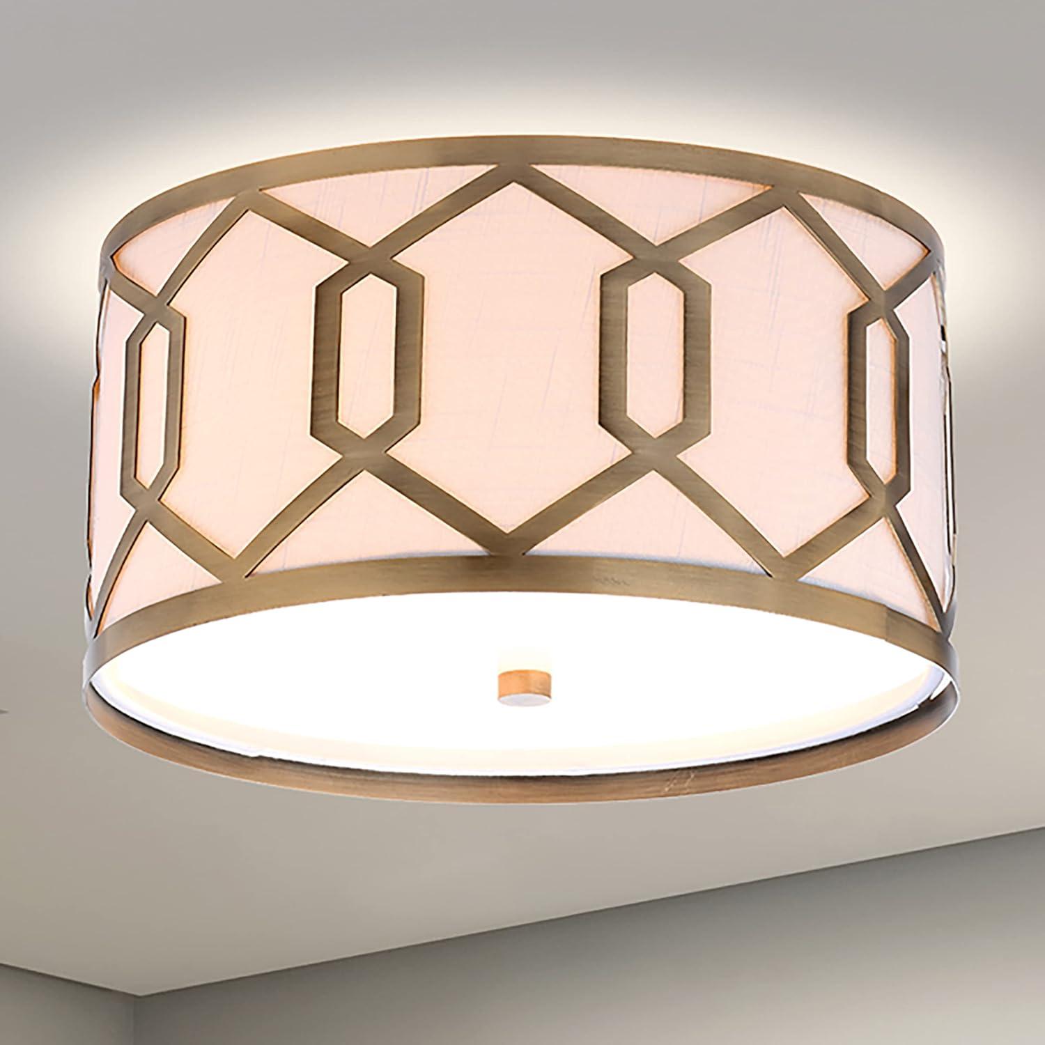 imageJONATHAN Y JYL3500B Hex 3Light 1625quot Metal LED Flush Mount ContemporaryTransitional Dimmable 2700K Cozy Warm Light KitchenHallwayBathroomStairwell ChromeBrass Gold