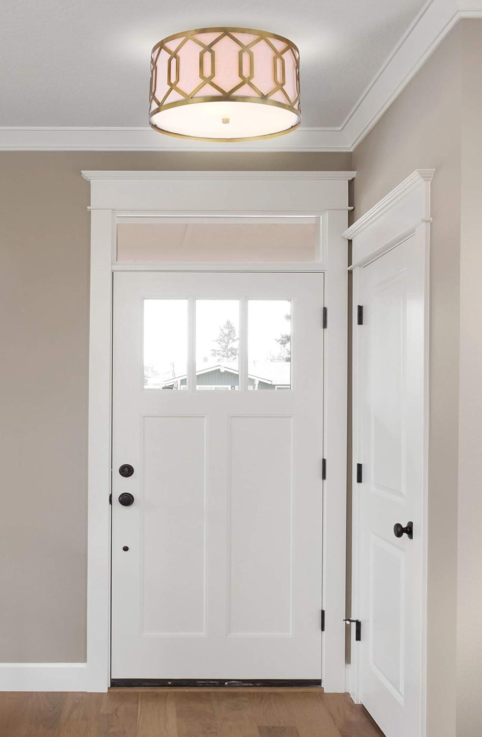 imageJONATHAN Y JYL3500B Hex 3Light 1625quot Metal LED Flush Mount ContemporaryTransitional Dimmable 2700K Cozy Warm Light KitchenHallwayBathroomStairwell ChromeBrass Gold