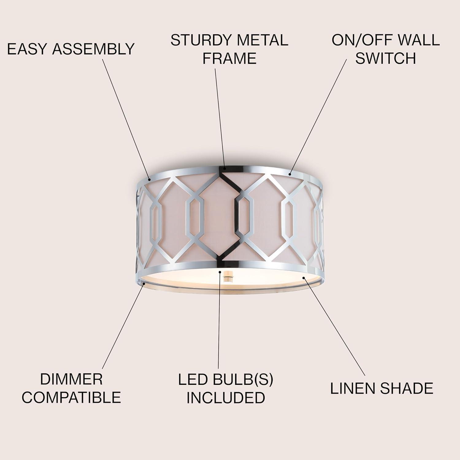 imageJONATHAN Y JYL3500B Hex 3Light 1625quot Metal LED Flush Mount ContemporaryTransitional Dimmable 2700K Cozy Warm Light KitchenHallwayBathroomStairwell ChromeChrome