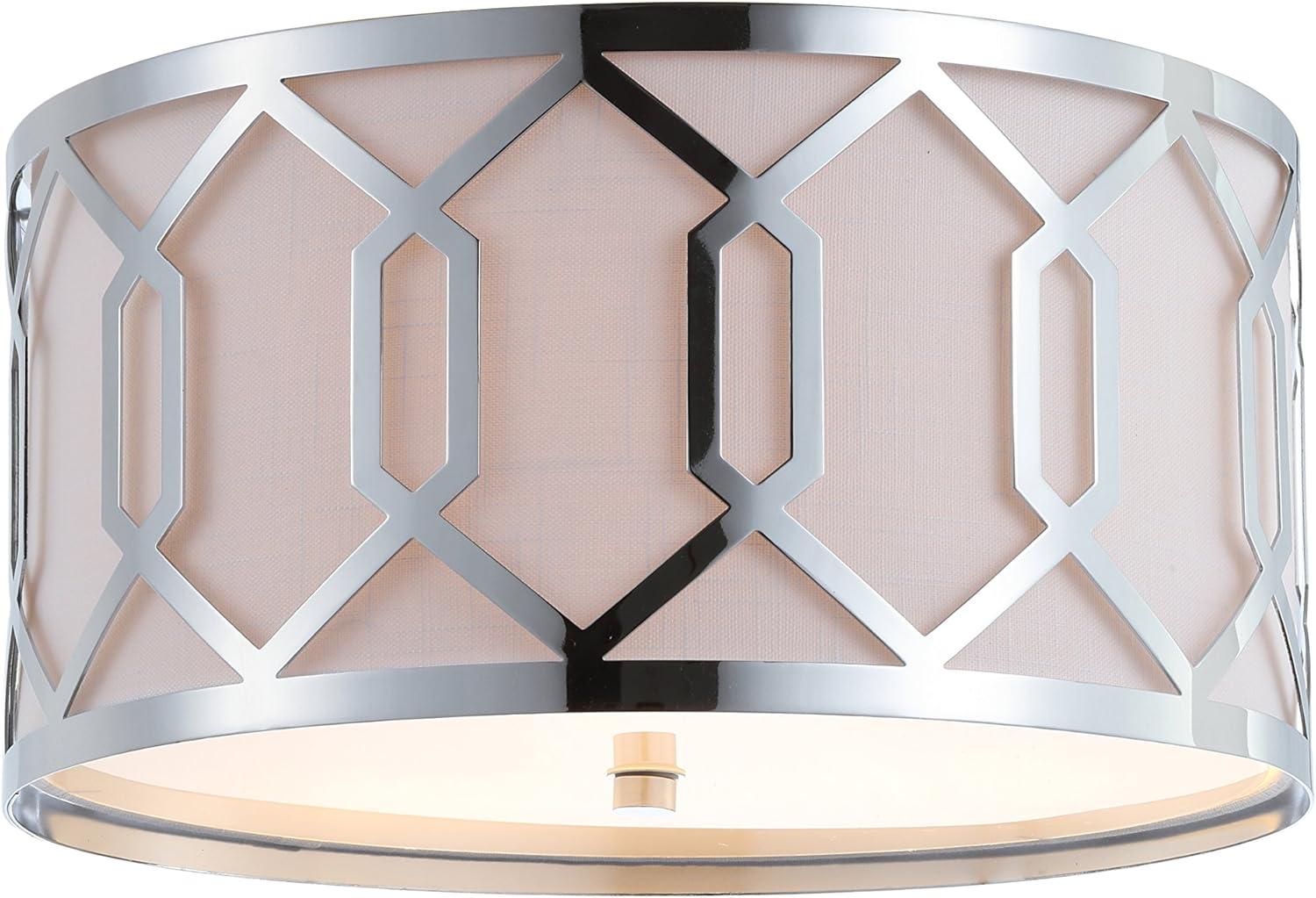 imageJONATHAN Y JYL3500B Hex 3Light 1625quot Metal LED Flush Mount ContemporaryTransitional Dimmable 2700K Cozy Warm Light KitchenHallwayBathroomStairwell ChromeChrome