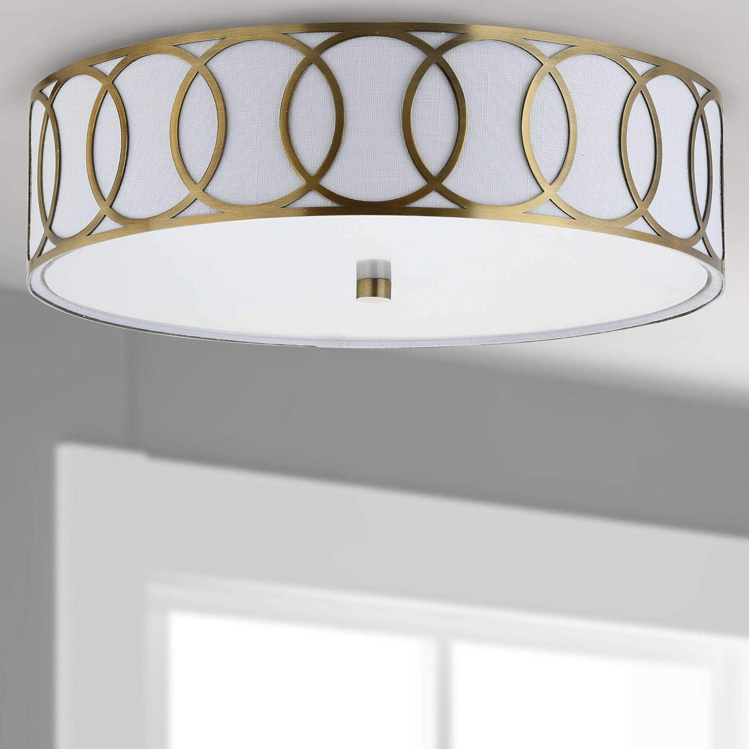 imageJONATHAN Y JYL3503C Aubrey 3Light 155quot Metal LED Flush Mount ContemporaryTransitional Dimmable 2700K Cozy Warm Light for KitchenHallwayBathroomStairwell Oil Rubbed BronzeBrass Gold