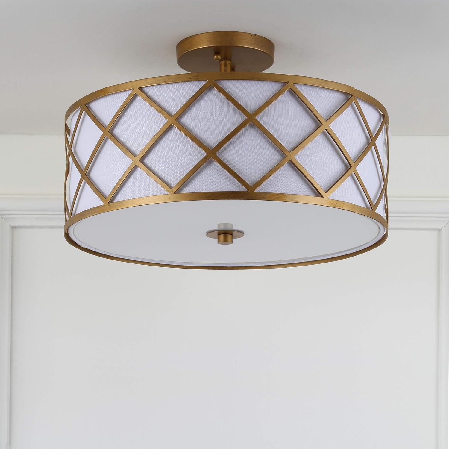 imageJONATHAN Y JYL3504A Elizabeth 1675quot Metal LED Flush Mount ContemporaryTransitional Dimmable 2700K Cozy Warm Light for KitchenHallwayBathroomStairwell GoldGold