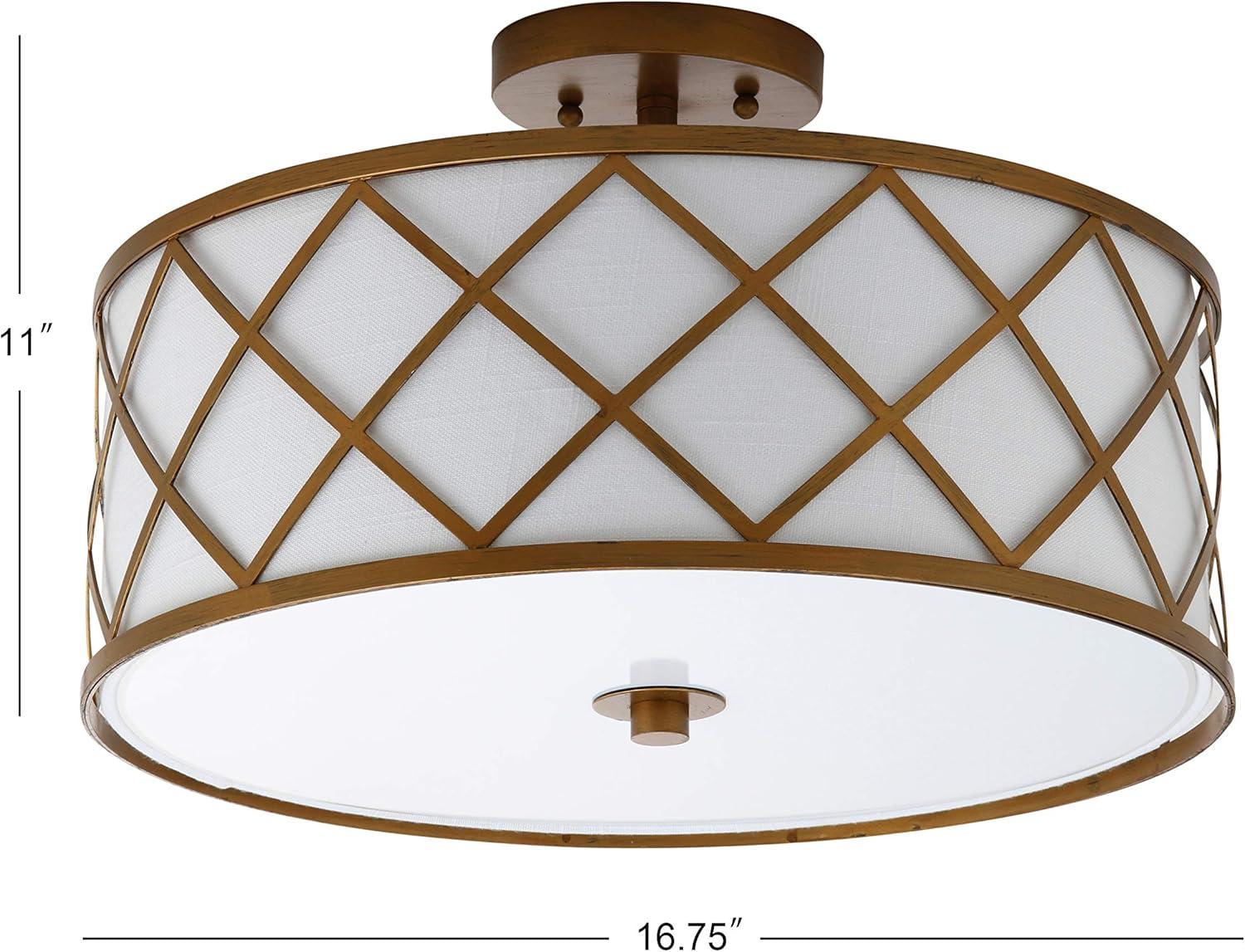 imageJONATHAN Y JYL3504A Elizabeth 1675quot Metal LED Flush Mount ContemporaryTransitional Dimmable 2700K Cozy Warm Light for KitchenHallwayBathroomStairwell GoldGold
