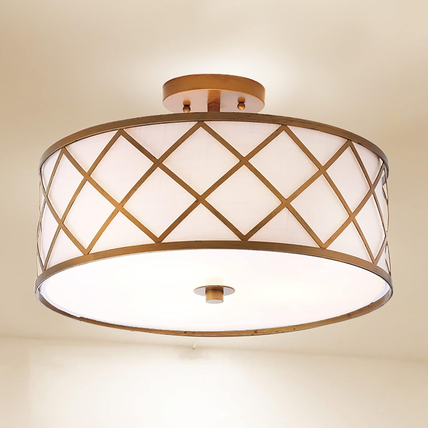 imageJONATHAN Y JYL3504A Elizabeth 1675quot Metal LED Flush Mount ContemporaryTransitional Dimmable 2700K Cozy Warm Light for KitchenHallwayBathroomStairwell GoldGold