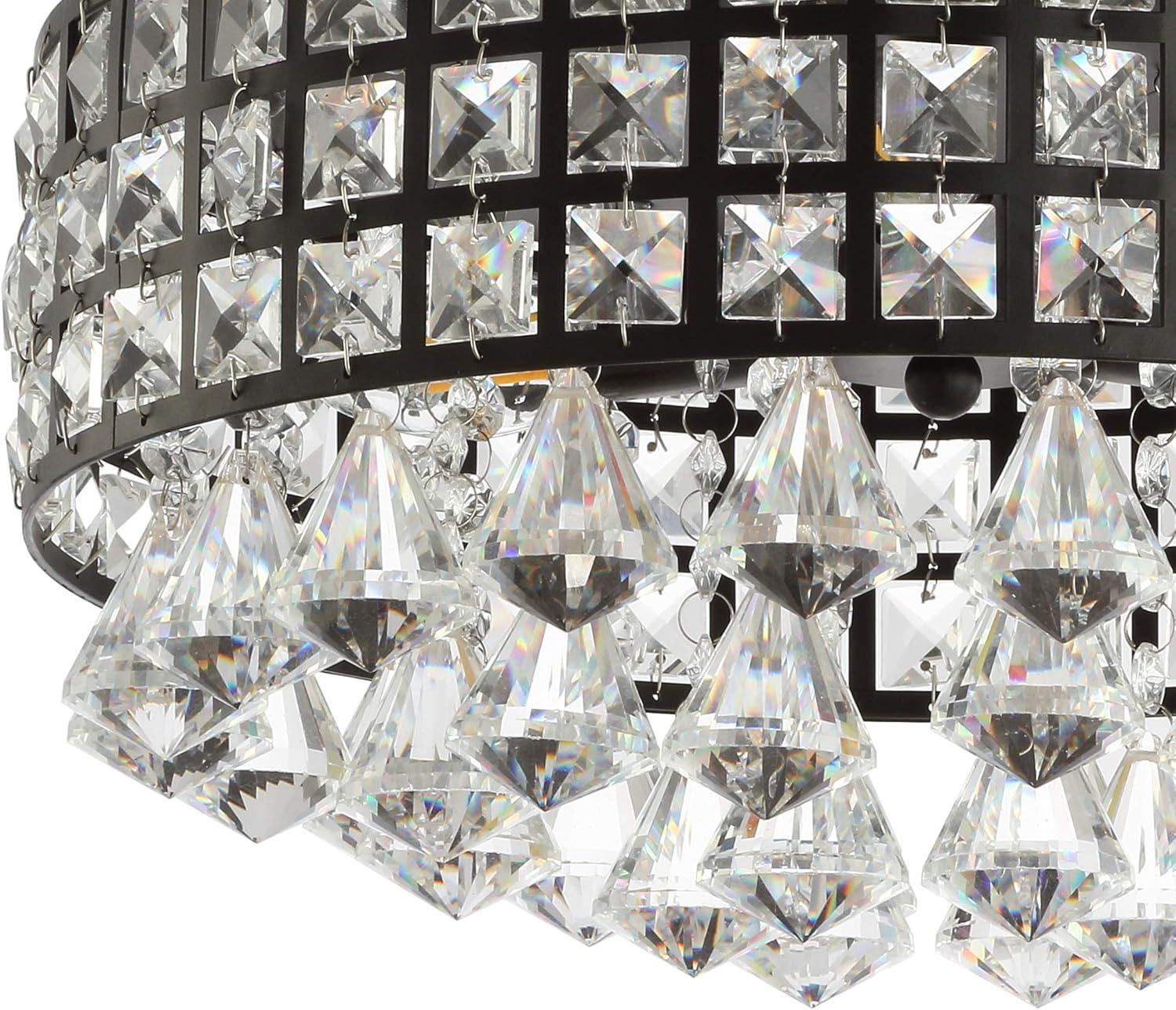 imageJONATHAN Y JYL6142A Meredith 145quot 3Light Crystal DropsMetal LED Flush Mount Classic Transitional TraditionalGlam Dimmable 2700K Warm Light KitchenHallwayBathroomStairwell BlackClearBlackClear