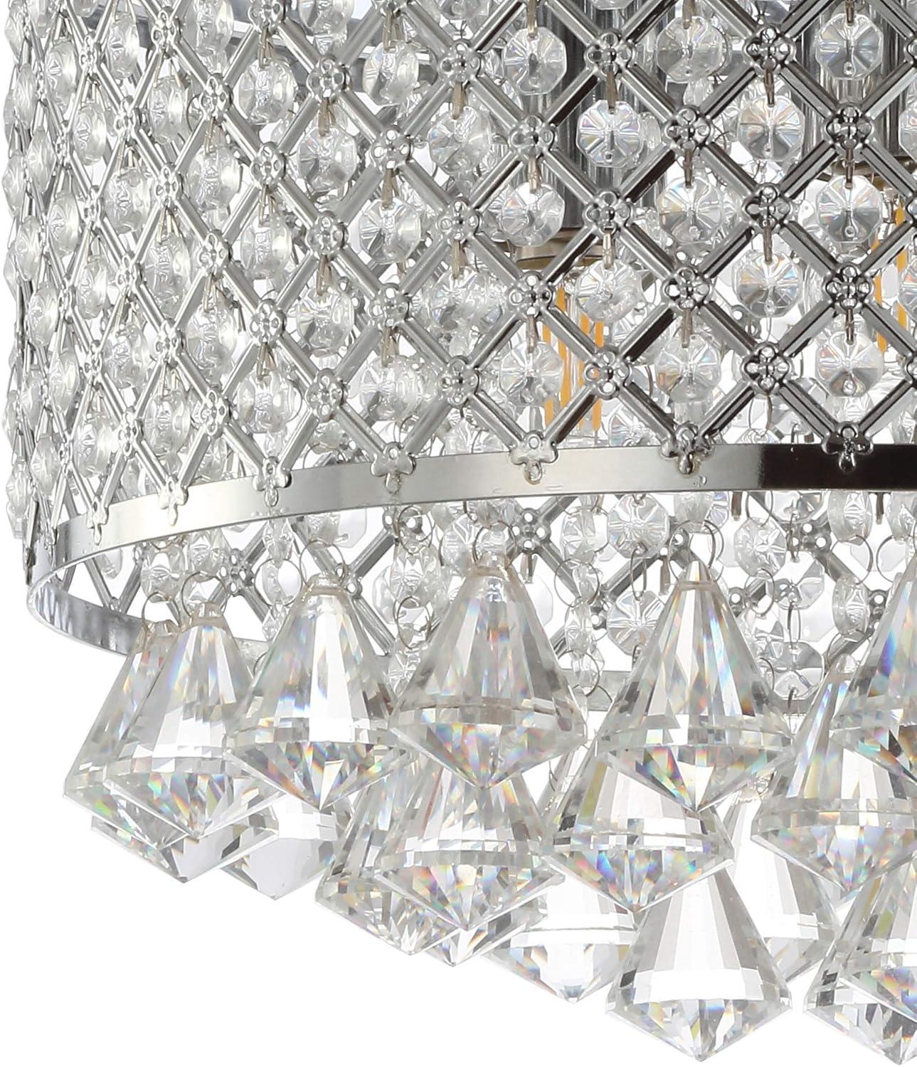 imageJONATHAN Y JYL6145A Evelyn 147quot 3Light Crystal DropsMetal LED Flush Mount ClassicTransitionalTraditionalGlam Dimmable 2700K Cozy Warm Light KitchenHallwayBathroomStairwell ChromeChromeClear