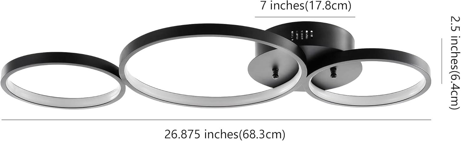 imageJONATHAN Y JYL7100A Nube 2688quot 3Light Contemporary Modern Metal Integrated LED Flush Mount Minimal Midcentury 3000K Cozy Warm Light Kitchen Hallway Bathroom Stairwell Entryway Foyer Black