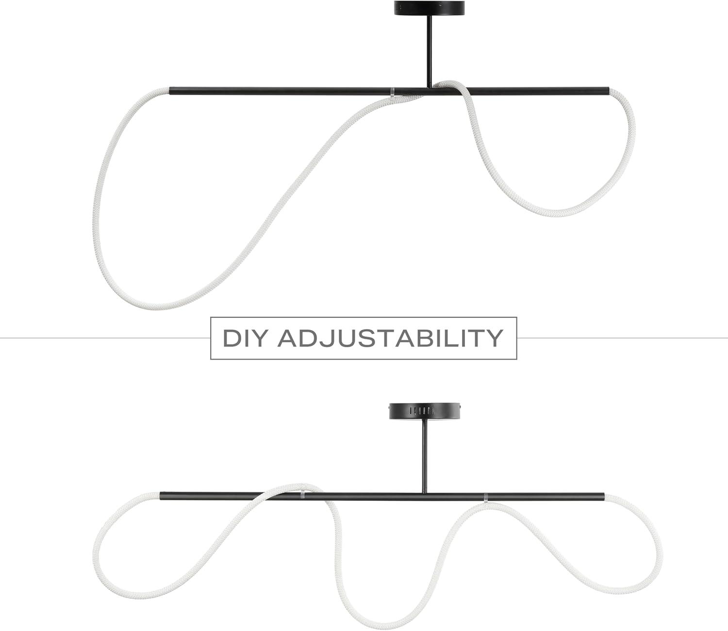 imageJONATHAN Y JYL7138B Alessio 48quot Contemporary Minimalist 360 Adjustable Silicone Neon Rope Dimmable Linear Integrated LED Flush Mount Black for Bedroom Living Room Kitchen Home Office Kids RoomBlack