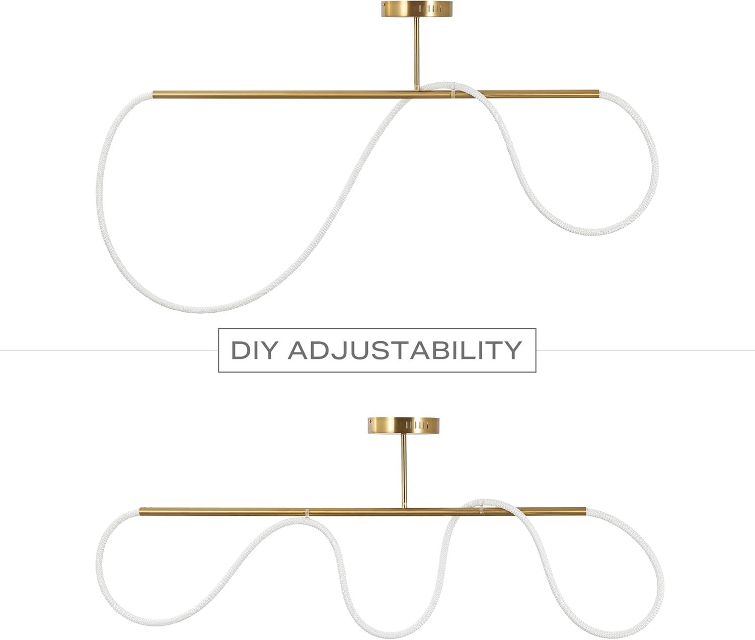 imageJONATHAN Y JYL7138B Alessio 48quot Contemporary Minimalist 360 Adjustable Silicone Neon Rope Dimmable Linear Integrated LED Flush Mount Black for Bedroom Living Room Kitchen Home Office Kids RoomBrass Gold