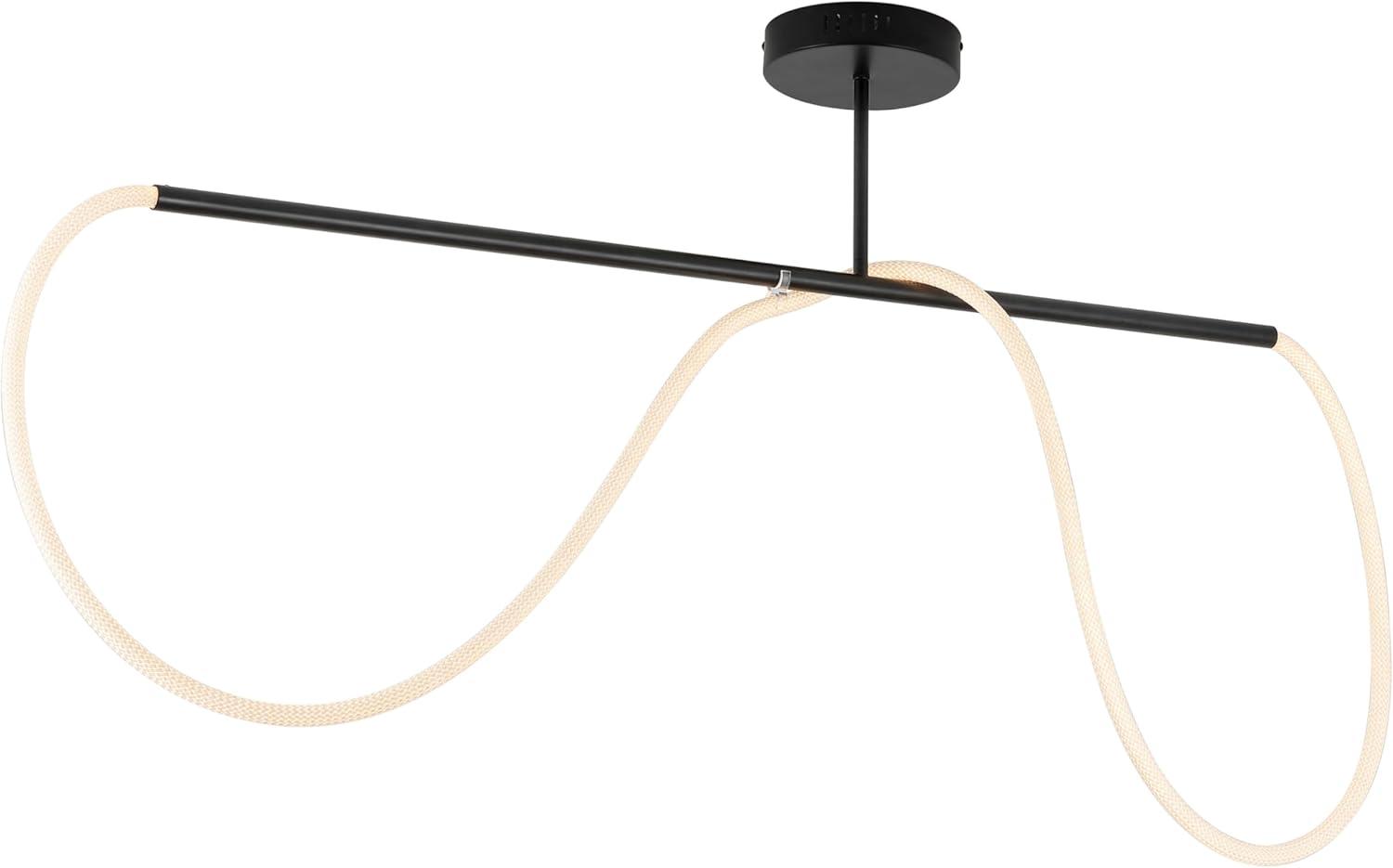 imageJONATHAN Y JYL7138B Alessio 48quot Contemporary Minimalist 360 Adjustable Silicone Neon Rope Dimmable Linear Integrated LED Flush Mount Black for Bedroom Living Room Kitchen Home Office Kids RoomBlack