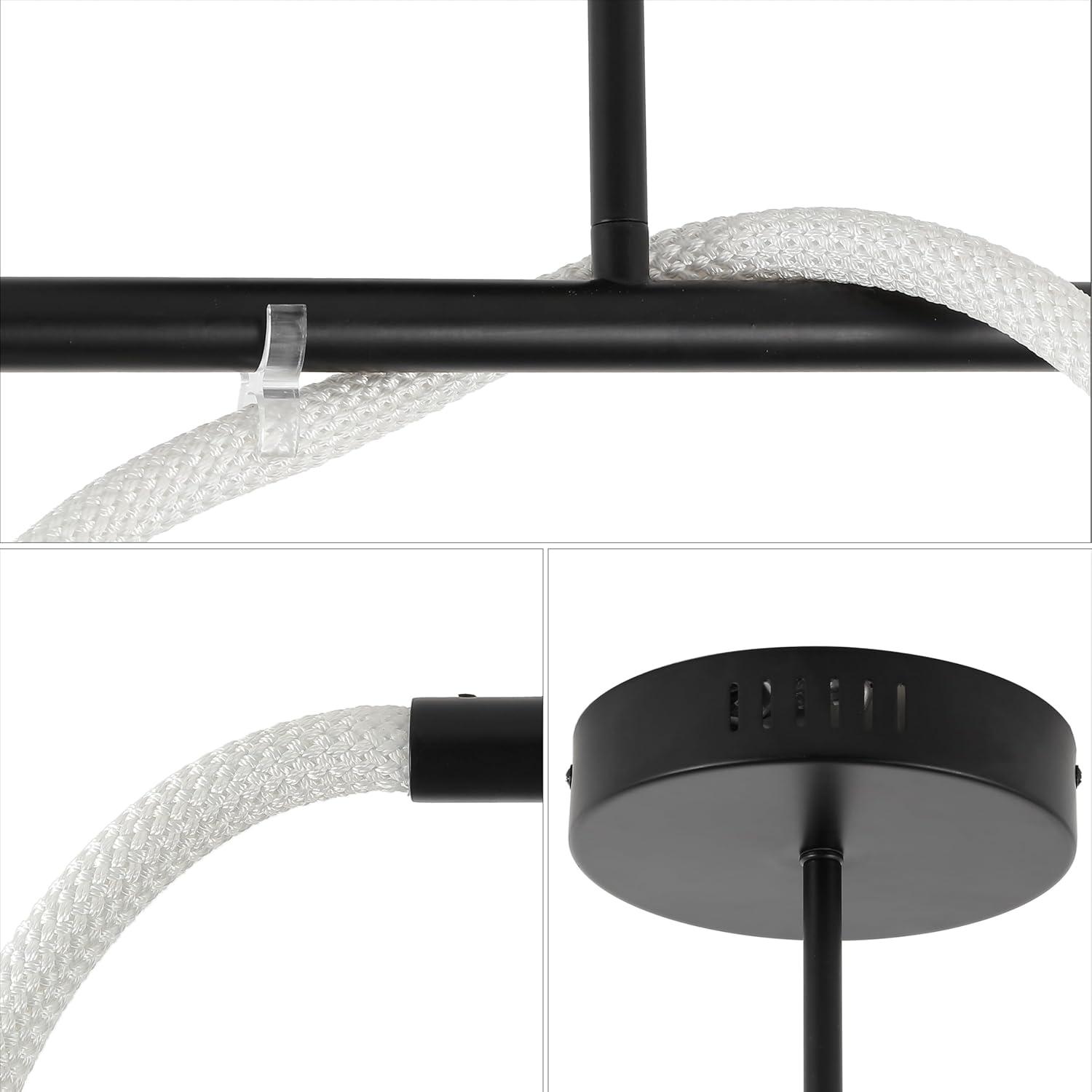 imageJONATHAN Y JYL7138B Alessio 48quot Contemporary Minimalist 360 Adjustable Silicone Neon Rope Dimmable Linear Integrated LED Flush Mount Black for Bedroom Living Room Kitchen Home Office Kids RoomBlack