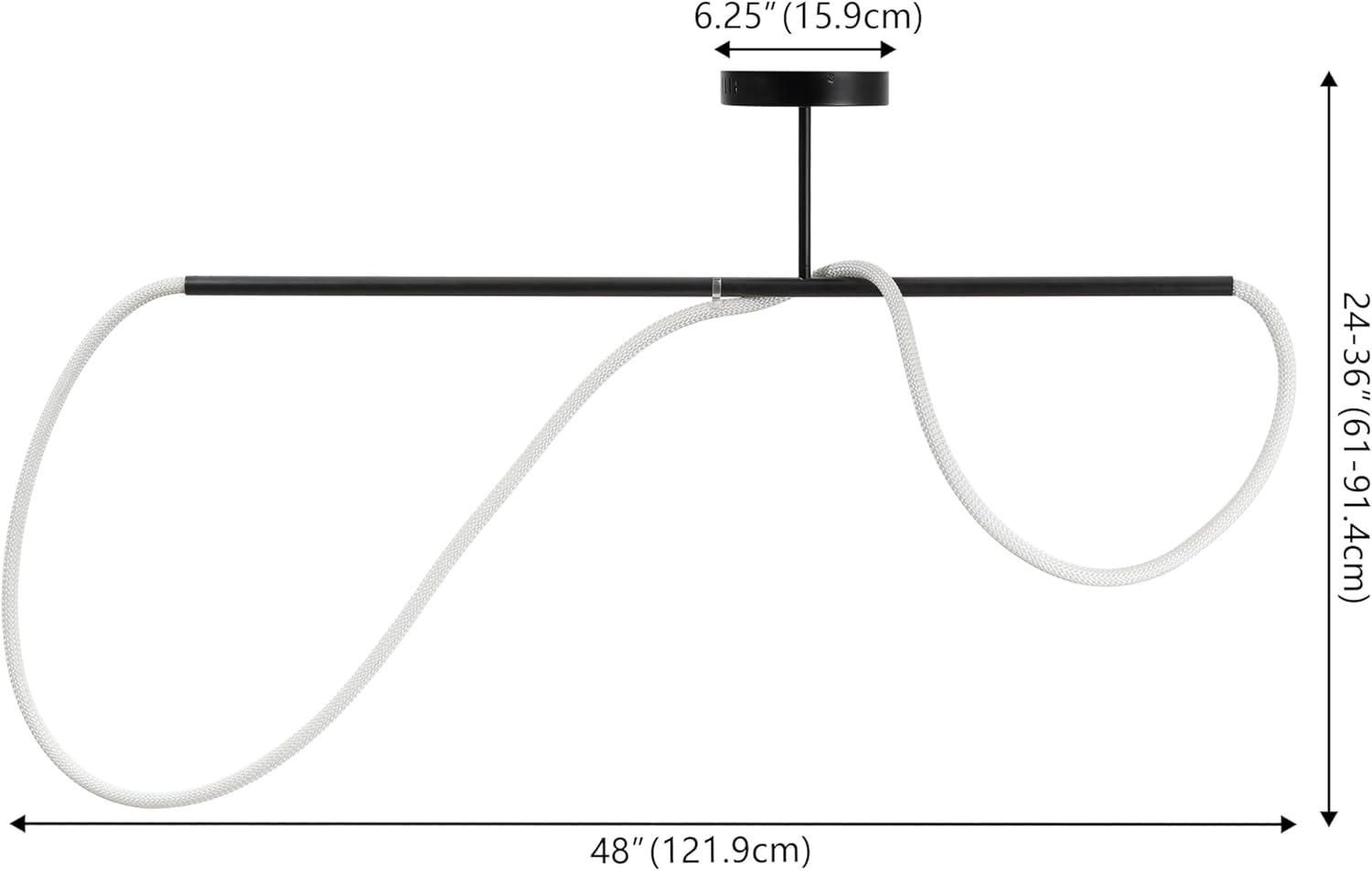 imageJONATHAN Y JYL7138B Alessio 48quot Contemporary Minimalist 360 Adjustable Silicone Neon Rope Dimmable Linear Integrated LED Flush Mount Black for Bedroom Living Room Kitchen Home Office Kids RoomBlack