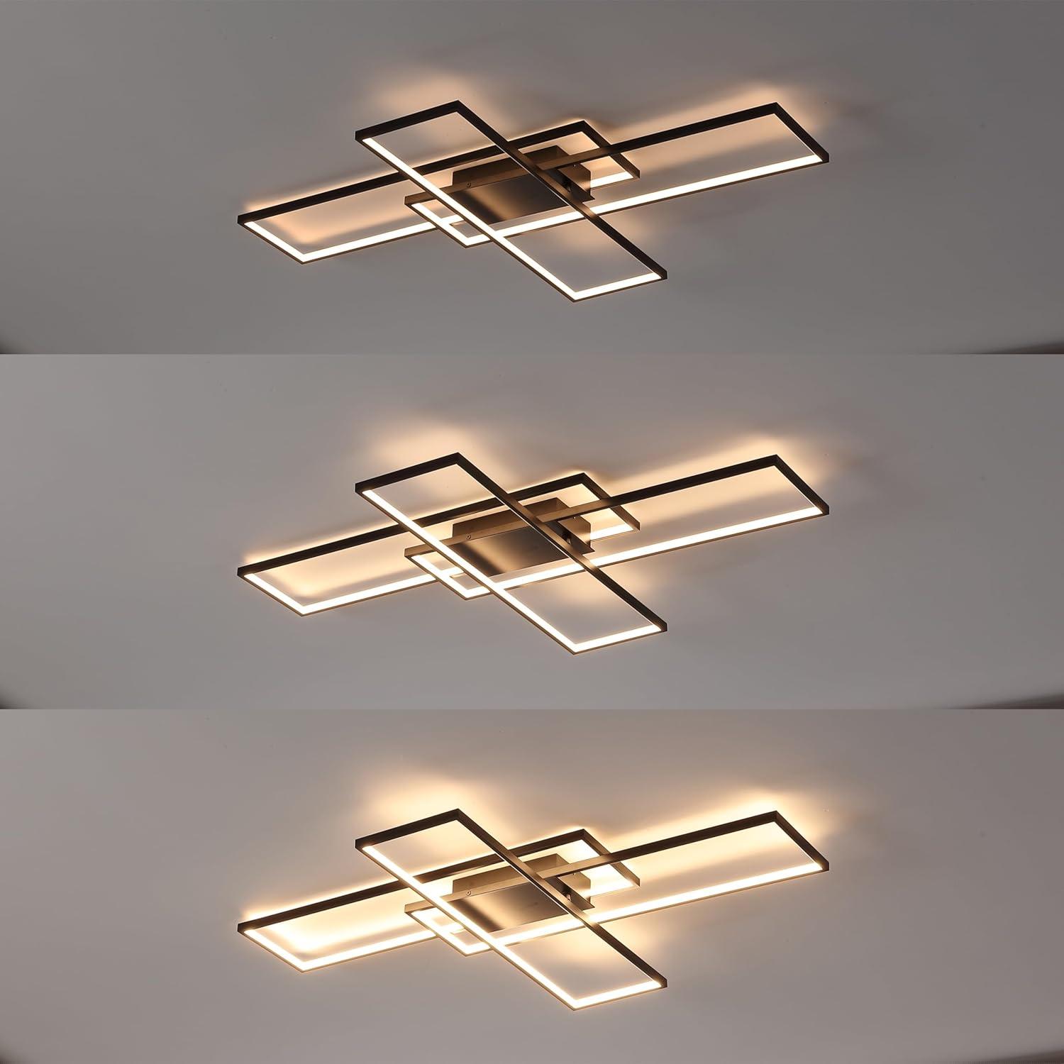 imageJONATHAN Y JYL7152A Palco 39quot Contemporary Minimalist Metal Adjustable Dimmable Geometric Integrated LED Flush Mount Black for Bedroom Living Room Kitchen Home Office Kids RoomBlack