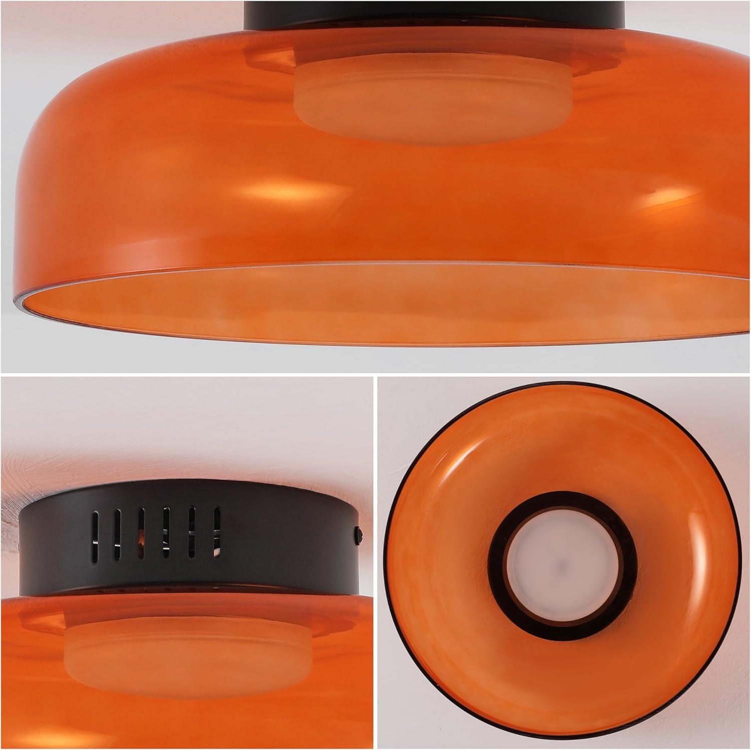 imageJONATHAN Y JYL7153B Kalmar 12quot Modern Minimalist IronGlass Dimmable Integrated LED Flush Mount Contemporary Transitional Industrial Bedroom Living Room Dining Room Kitchen GreenBlackOrange